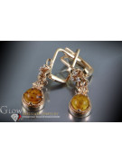 Russian Soviet silver rose gold plated 925 Amber earrings veab008